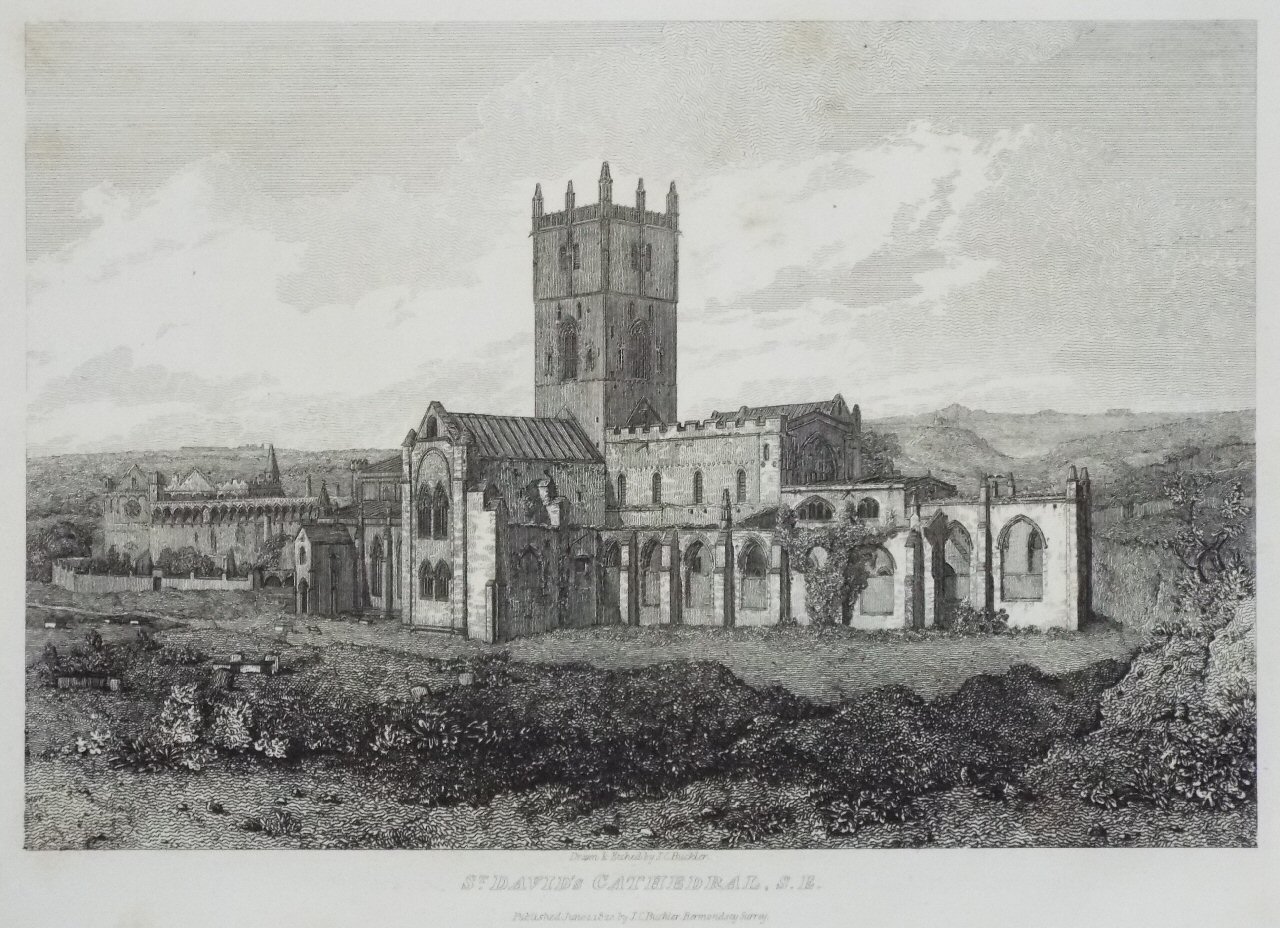 Etching - St. David's Cathedral, S.E. - Buckler